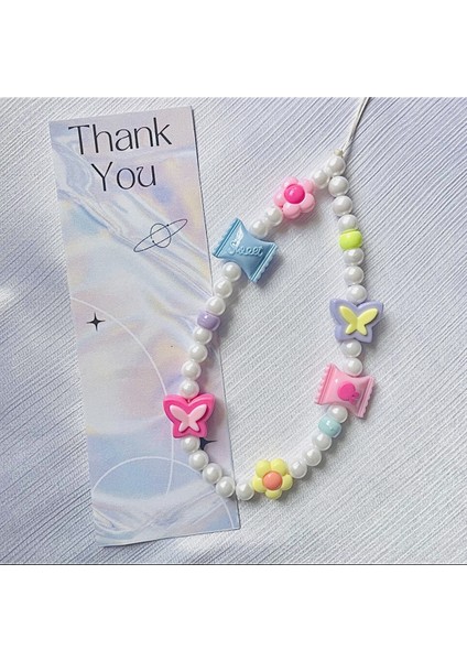 Çiçek/kelebek/şeker Boncuklu Telefon Charm Telefon Askısı Bileklik fiyatları