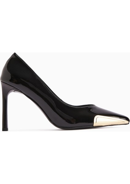 Lula Siyah Rugan Metal Tokalı Sivri Burunlu Kadın Topuklu Ayakkabı fiyatları