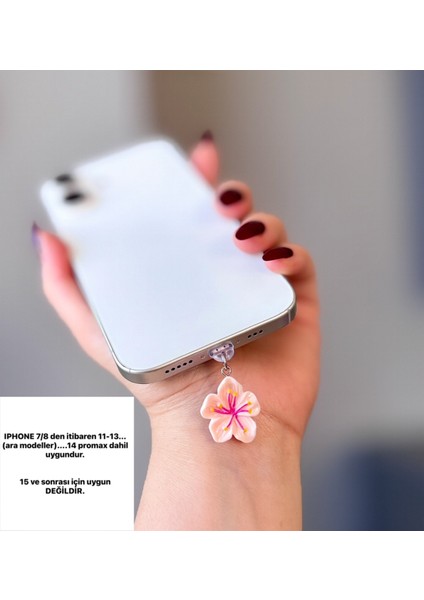 IPHONE Kiraz Çiçeği Iphone Şarj Girişi Koruma / Şarj Giriş Koruyucu /tozluk Y2K Kawaii Tarz