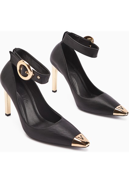 Jennica Siyah Bilekten Tokalı Kadın Topuklu Ayakkabı