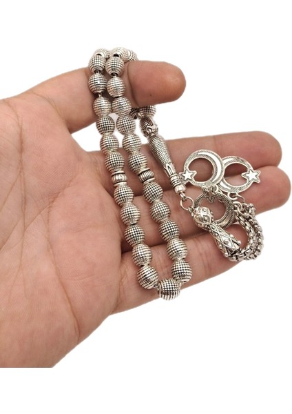 Zincir Ipli Gümüş Benzetme Döküm Metal Tesbih