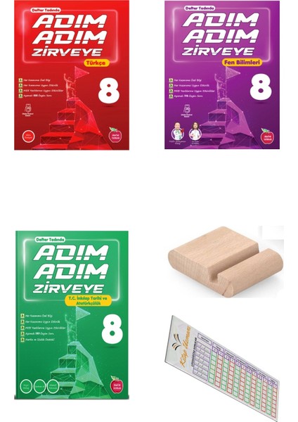 8.sınıf Adım Adım Zirveye Türkçe Inkilap Fen Soru Bankası 2026 Lgs +Telefon Tutucu+Çözüm Ayracı