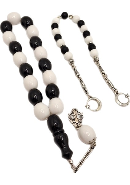 Siyah Beyaz Taraftar Maskot Efe Model ve Zaza Model Tesbih Seti