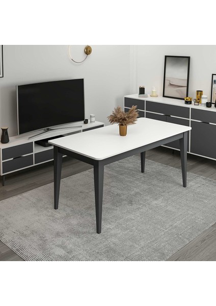 Elina Açılır Yemek Masası - Beyaz/antrasit