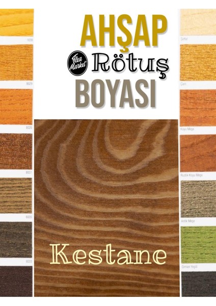 Ahşap Rötuş Boyası - Kestane - 25ML , Fırçalı Cam Şişede Mobilya Masa Sandalye Sehpa Çizik Onarıcı