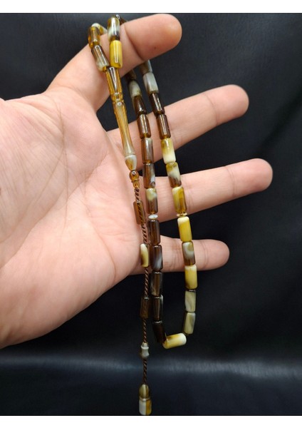 Kahverengi Mozaik Desenli Kesme Kesim Toz Kehribar Tesbih fiyatları