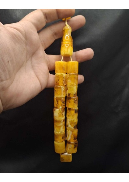 Büyük Boy Özel Model Sarı Hareli Renk Maskot Efe Model Toz Kehribar Tesbih fiyatları