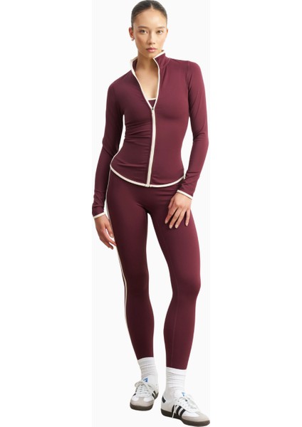 Base Contrast Trim Zip Up Jacket Şekillendirici Kontrast Detaylı Kadın Ceket indirimleri