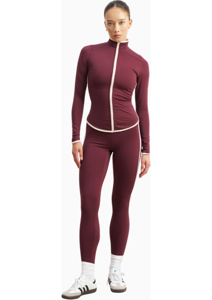 Base Contrast Trim Zip Up Jacket Şekillendirici Kontrast Detaylı Kadın Ceket