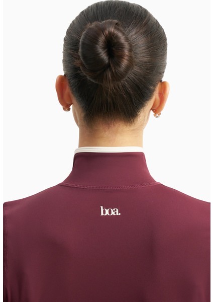 Base Contrast Trim Zip Up Jacket Şekillendirici Kontrast Detaylı Kadın Ceket