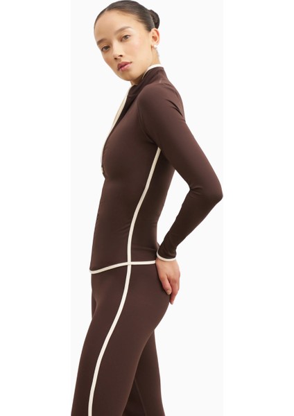 Base Contrast Trim Zip Up Jacket Şekillendirici Kontrast Detaylı Kadın Ceket indirimleri