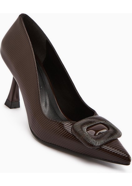 Hiam Kahve Tokalı Kadın Topuklu Ayakkabı