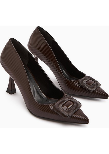 Hiam Kahve Tokalı Kadın Topuklu Ayakkabı fırsatları