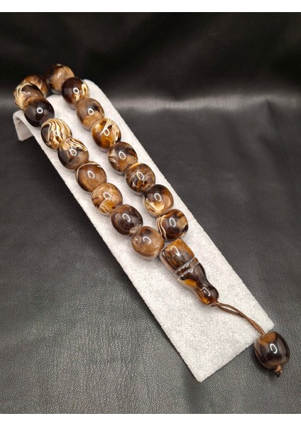 Kahve Tonlarında Özel Lüks Model Maskot Toz Kehribar Tesbih