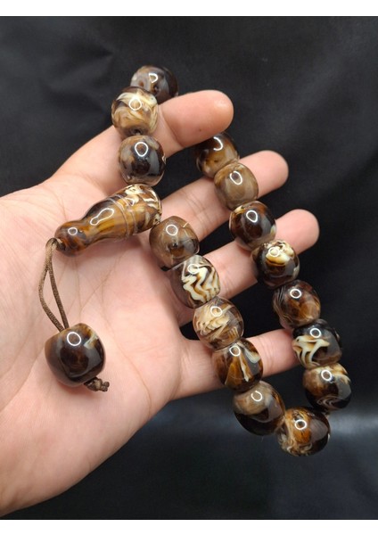 Kahve Tonlarında Özel Lüks Model Maskot Toz Kehribar Tesbih fiyatları