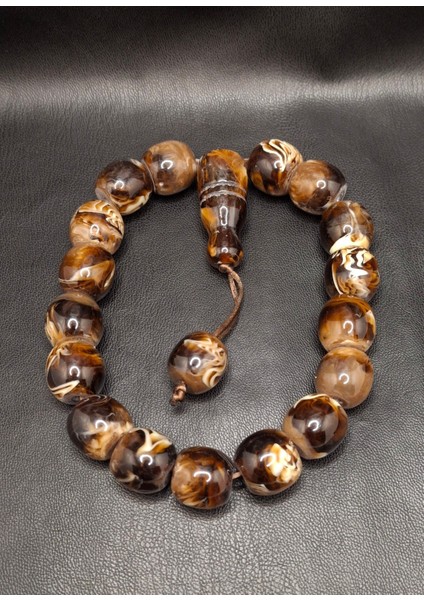 Kahve Tonlarında Özel Lüks Model Maskot Toz Kehribar Tesbih modelleri