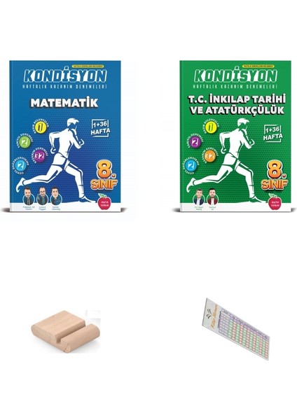 8.sınıf Kondisyon Haftalık Matematik Inkilap Kazanım Denemeleri 2026 Lgs +Telefon Tutucu+Çözüm Ayrac