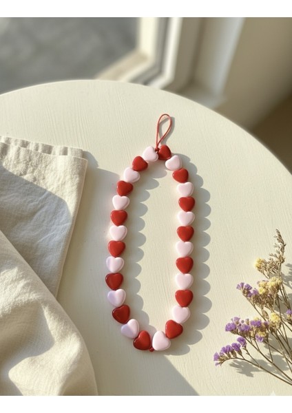 Renkli Kalpli Incili Telefon Charmı Telefon Ipi Bileklik Askı fiyatları