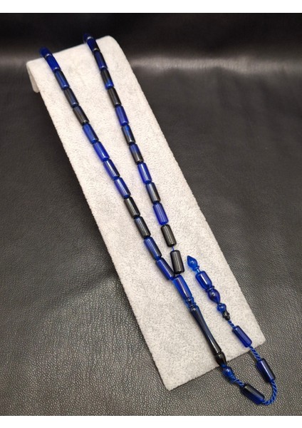 Siyah Mavi Kesme Kesim Toz Kehribar Tesbih