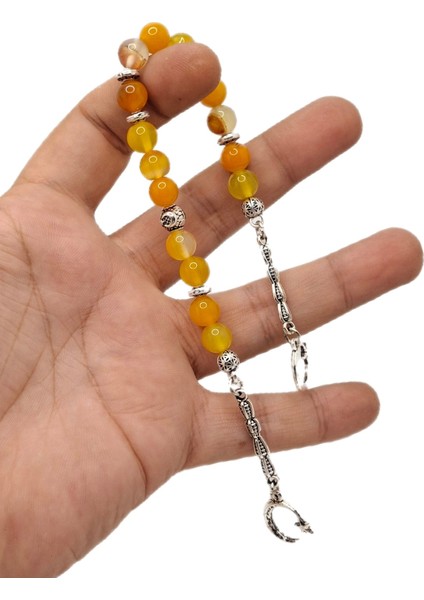 15 Taneli Turuncu Akik Doğal Taş Zaza Tesbih fiyatları