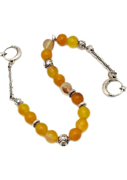 15 Taneli Turuncu Akik Doğal Taş Zaza Tesbih modelleri