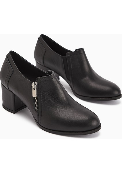 Leona Hakiki Deri Siyah Fermuar Detaylı Kadın Topuklu Ayakkabı fiyatları