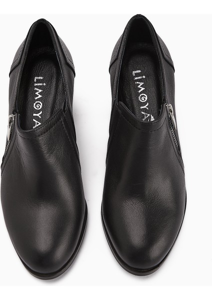 Leona Hakiki Deri Siyah Fermuar Detaylı Kadın Topuklu Ayakkabı fırsatları