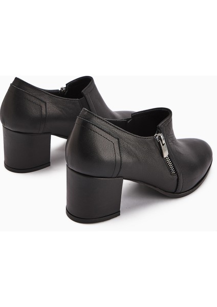 Leona Hakiki Deri Siyah Fermuar Detaylı Kadın Topuklu Ayakkabı indirimleri
