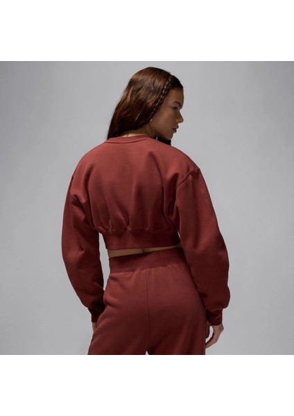 Jordan Flight Fleece Top Kadın Kahverengi Polarlı Crop Sweatshirt - Oversize Bol Kesim - FV7152-231 fiyatları