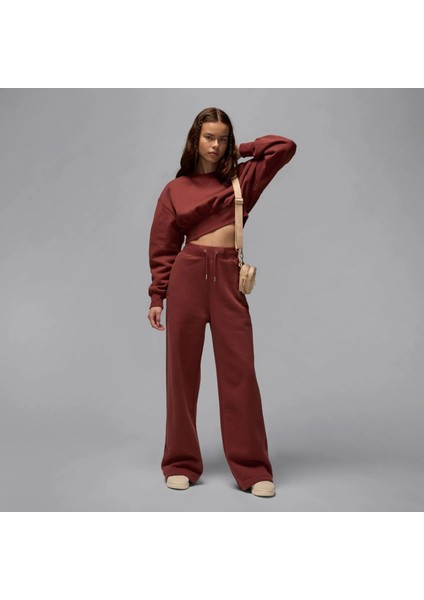 Jordan Flight Fleece Top Kadın Kahverengi Polarlı Crop Sweatshirt - Oversize Bol Kesim - FV7152-231 modelleri