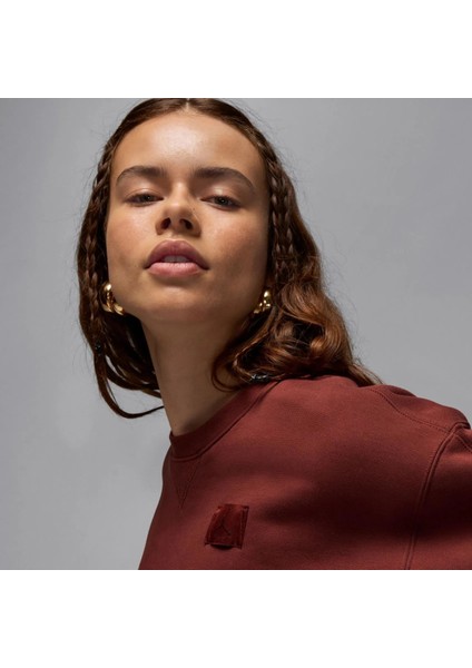 Jordan Flight Fleece Top Kadın Kahverengi Polarlı Crop Sweatshirt - Oversize Bol Kesim - FV7152-231 indirimleri