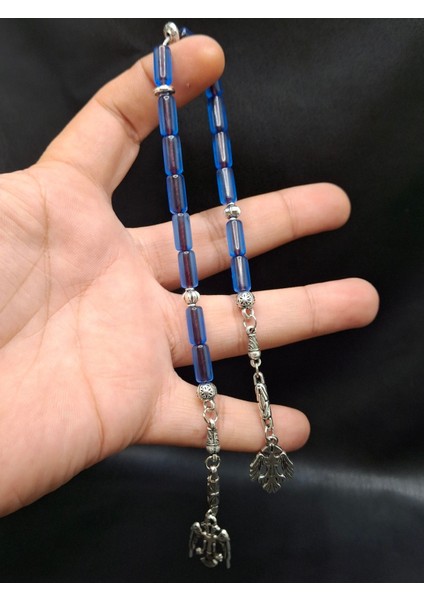 Içi Siyah Mavi Renk Kesme Kesim 15 Taneli Zaza Toz Kehribar Tesbih fiyatları