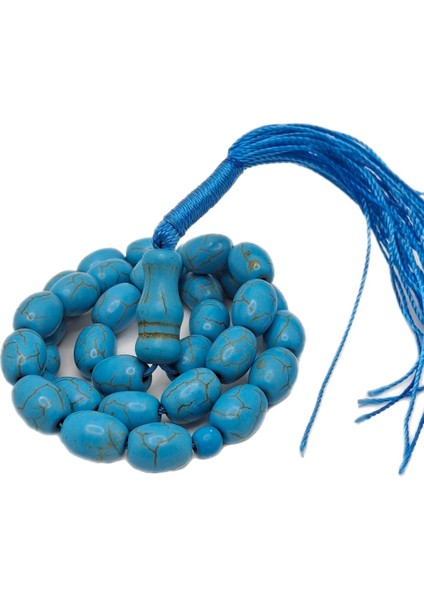 33LÜ Fıçı Kapsül Kesim Özel Turkuaz Firuze Taşı Tesbih fırsatları