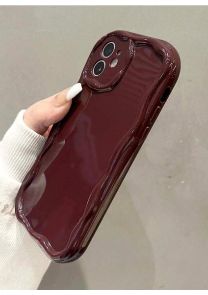 IPHONE 16 Plus Bordo Dalgalı Kenarlı Parlak Silikon Kılıf fiyatları