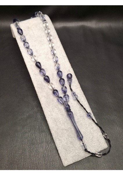 Siyah Şeffaf Renk Gözyaşı Damla Model Toz Kehribar Tesbih