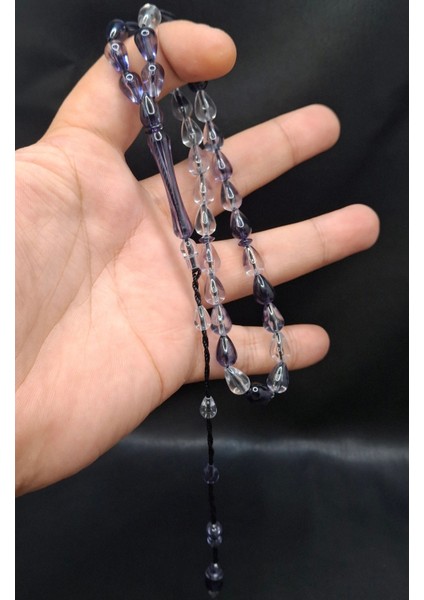 Siyah Şeffaf Renk Gözyaşı Damla Model Toz Kehribar Tesbih fiyatları