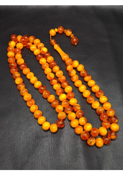 Turuncu Renk Küre Kesim 99'lu Toz Kehribar Tesbih modelleri