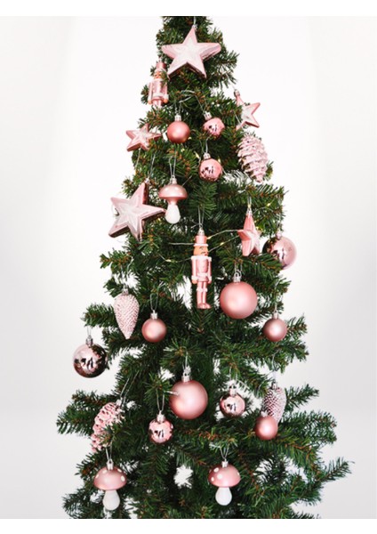 Yılbaşı Ağacı Şampanya Rengi Süsleme Seti Şampanya Rengi 24 Adet