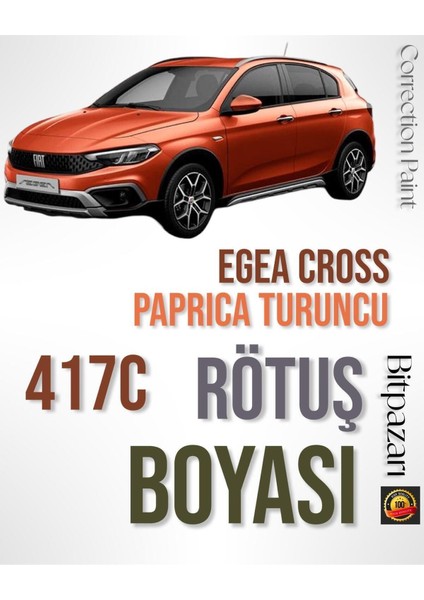 Egea Cross Paprika Turuncu 417C - Profesyonel Çizik ve Taş Izi Giderici Rötuş Boyası 30ML.