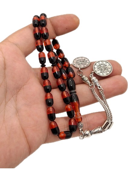 Özel Tasarım Çift Renk Kırmızı Siyah Uçak Camı Tesbih fiyatları