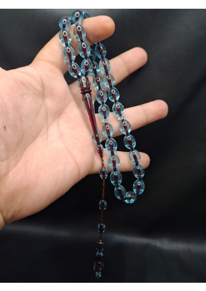 Özel Çatlak Desenli Mavi Beyzi Kesim Toz Kehribar Tesbih fiyatları