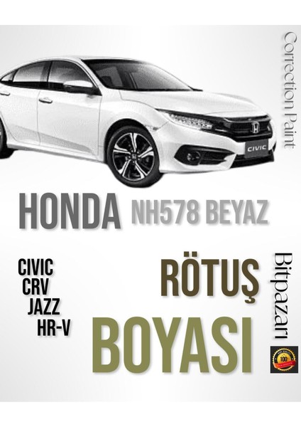 Honda Civic , Jazz , Cr-V , Hr-V - Uyumlu NH578 Beyaz Rötüş Boyası 20 Ml,