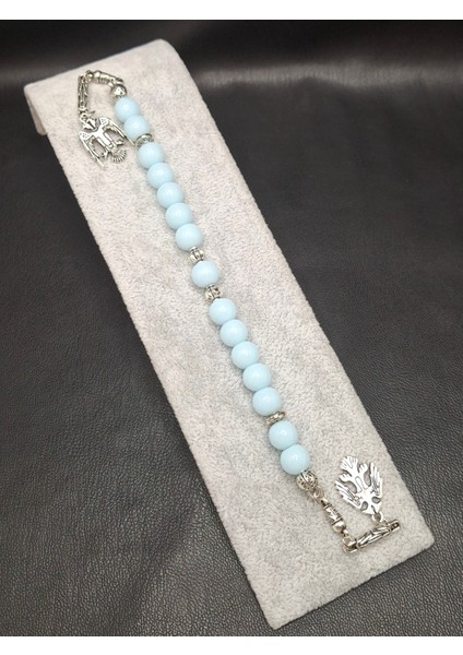 Mat Turkuaz Renk Özel Tasarım 15'li Zaza Model Cam Tesbih