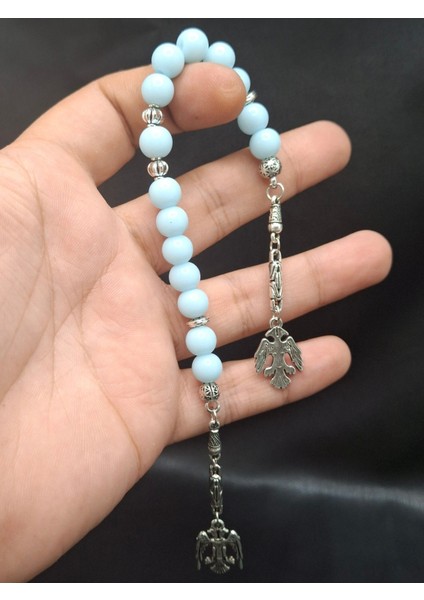 Mat Turkuaz Renk Özel Tasarım 15'li Zaza Model Cam Tesbih fiyatları