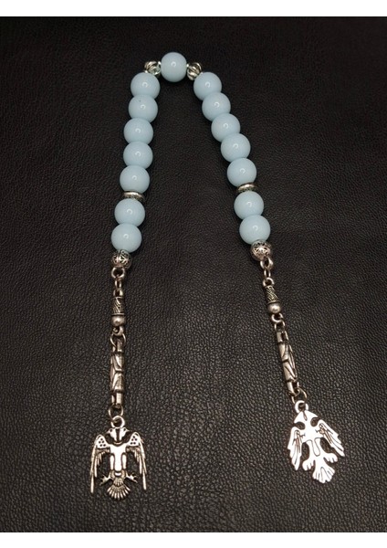 Mat Turkuaz Renk Özel Tasarım 15'li Zaza Model Cam Tesbih modelleri