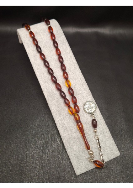 Turuncu Renk Arpa Kesim Toz Kehribar Tesbih