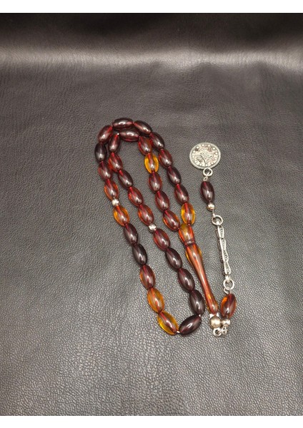 Turuncu Renk Arpa Kesim Toz Kehribar Tesbih modelleri