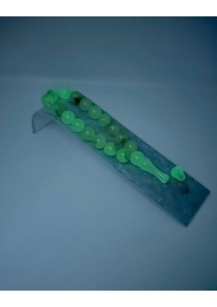 Karanlıkta Yeşil Parlayan Turuncu Renkli Kedi Gözü Tesbih