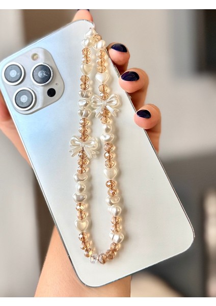 Cam Kristal ve Inci Boncuklu Telefon Charmı Telefon Ipi fiyatları