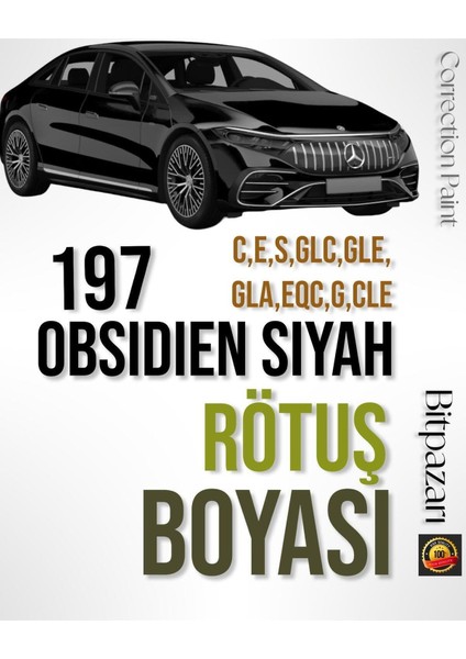 Mercedes MB197 Obsiden Siyah - Rötuş Boyası 20ML C , E , S , Glc, Gle, G Seri Eqc, Amg-Gt, Eqs, Cle